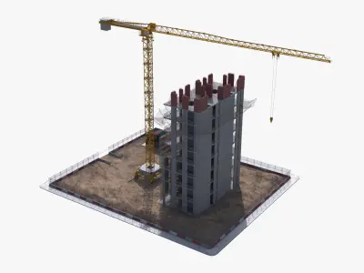 Under Construction Scene Low-poly 3D model