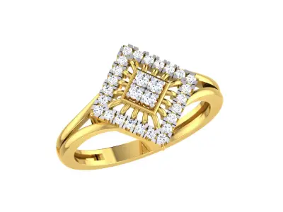 Light Weight Yellow Gold Diamond Ring  -EZ R-163 3D print model