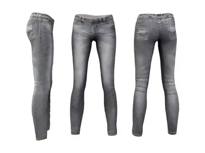 Next Door Girl Skinny Jeans Low-poly 3D model