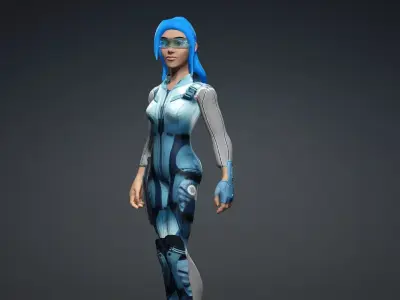 Sci fi toon girl  Low-poly 3D model