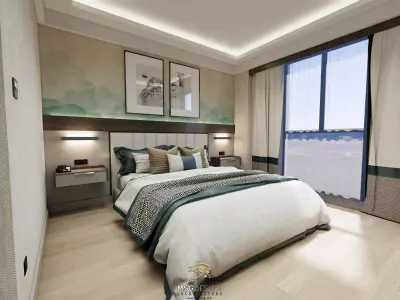 Hotel Room design Low-poly 3D model