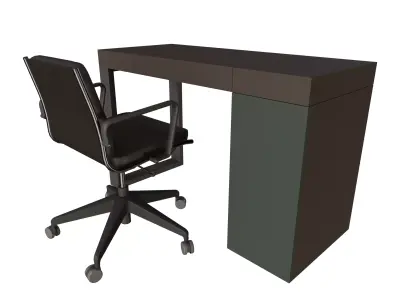 Minimalist Desk and Ergonomic Chair 3D model