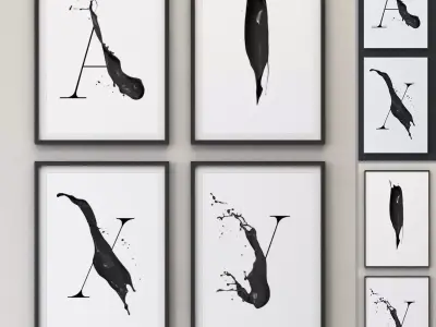 Letters Artsy Framed Low-poly 3D model