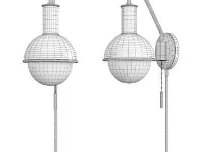 Riley Metallic Plug In Wall Light Low-poly 3D model