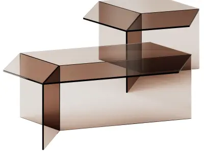 Glass Isom Oblong and Square Coffee Tables by Sebastian Scherer 3D model
