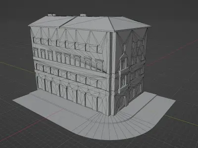 Low Poly Central Eastern European City Building Low-poly 3D model