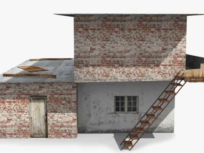 slum h brick house with ladder Low-poly 3D model