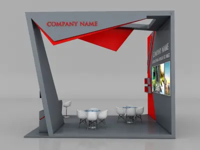 Booth Exhibition Stand Stall 6x6m Height 500 cm 3 Side Open 3D model