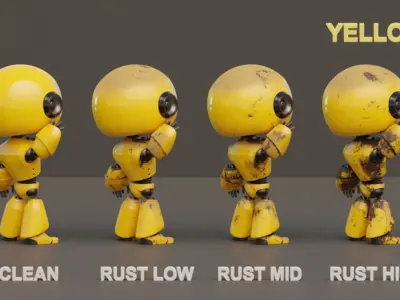 Rigged Cute Robot Character Low-poly 3D model