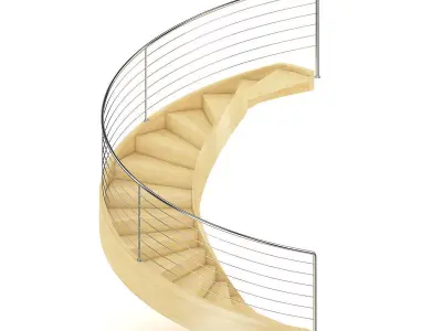 Wooden Spiral Stairs 8 3D model