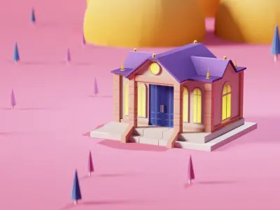 Toon House Low-poly 3D model
