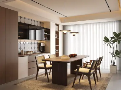 Japandi Minimalist Dining Room 112 3D model