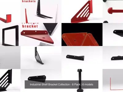 Industrial Shelf Bracket Collection - 6 Pack