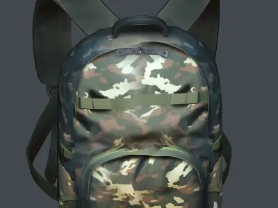 Backpack military combat Black baggage bag luggage Low-poly 3D model