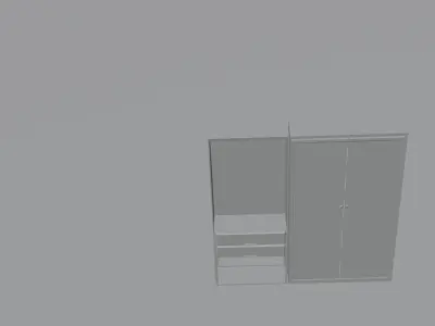 Wardrobe with two doors and drawers 3D model
