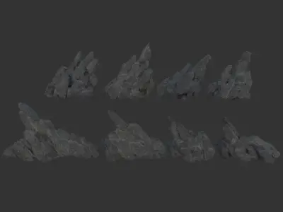 Low poly Black Spiky Modular Rock 230715 Low-poly 3D model