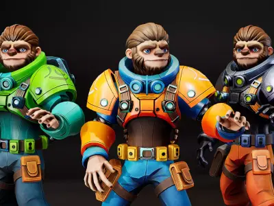 Stylized Sloth Engineer 01 Low-poly 3D model