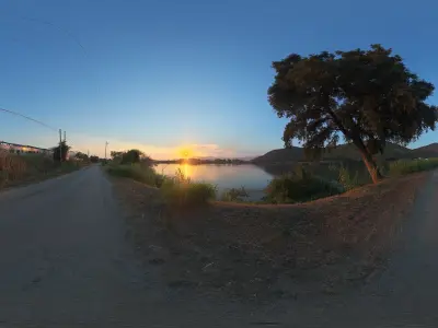 Hdri - Road Lake And Sunset Texture