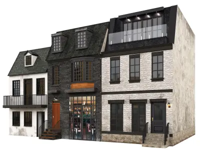 Building04 townhouse Low-poly 3D model