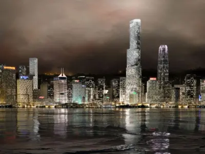 Night Skyscrapers Collection 3D model