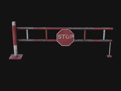 Road Block Gate Low-poly 3D model