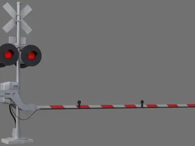 Railroad Crossing 1A Low-poly 3D model
