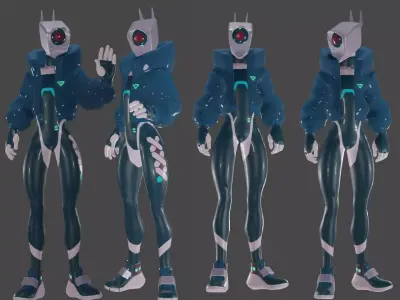 Cyberpunk Robot Low-poly 3D model