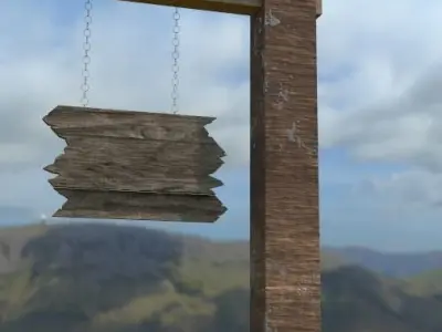 Old Road Sign - Low Poly Low-poly 3D model