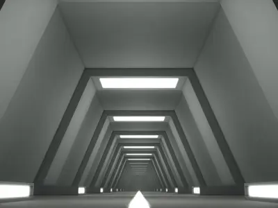 Sci Fi Corridor Low-poly 3D model 15