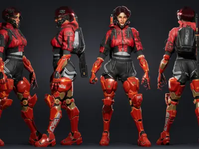 Cyberpunk Street Girl Character Low-poly 3D model