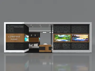 3D Booth Exhibition Stand Stall 8x10m Height 350 cm 3 Side Open 3D model