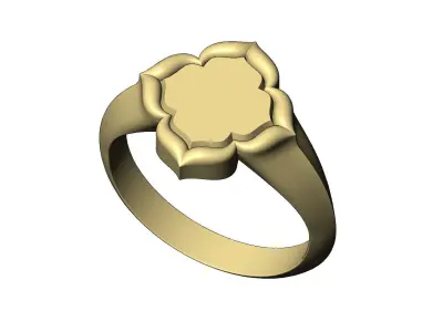 Engravable flower shaped window signet ring US sizes 5to9 3D print model