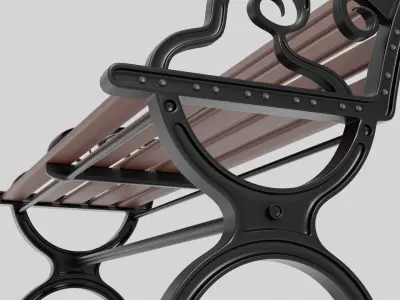 Wooden Park Bench Low-poly 3D model