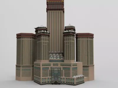 Abraj Al Bait Towers Low Poly Textured 3D Model  Low-poly 3D model