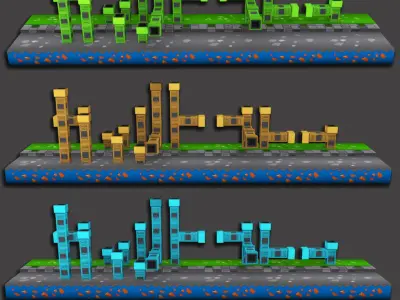 3D platformer level art pack Low-poly 3D model