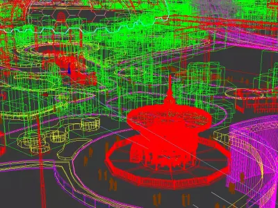 Large Outdoor Amusement Park 3D model