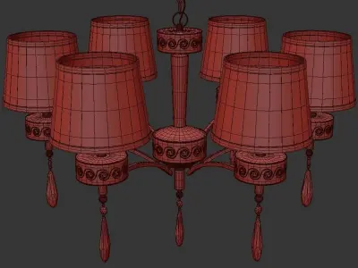 Dayodore chandelier with shades and gold accents 3D model