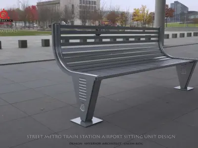  BANCH 3D MODEL   STREET METRO TRAIN STATION  AIRPORT  Banch  Low-poly 3D model