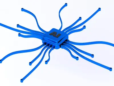 ai chip Symbol blue 3D model