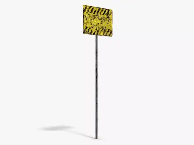 Damaged Construction Zone Sign Low-poly 3D model