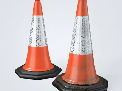 Traffic Cone Low-poly 3D model 41