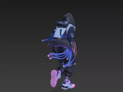 Cyberpunk Character 3D Model - Futuristic Streetwear Neon Style 3D model