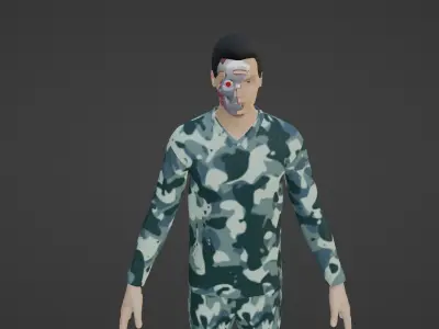 Cyber Soldier - Robot Man Low-poly 3D model