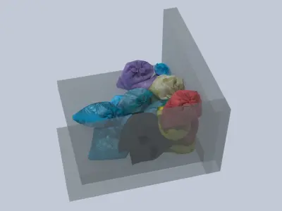 Small Garbage bags pile in interior street corner 3D model