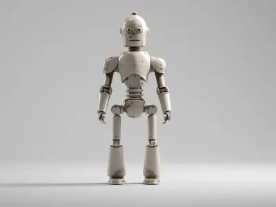 Retro Style Robot  Dual Texture Versions Low-poly 3D model
