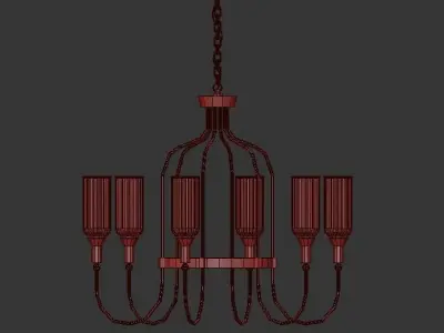 Cloyd brass chandelier with shades 3D model