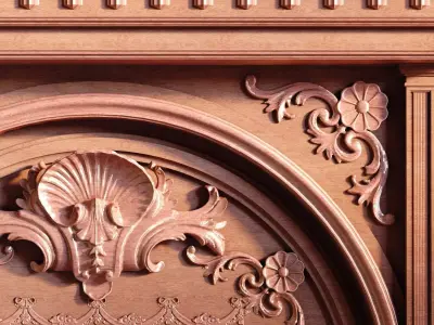 Classic Wood Entrance 935 Low-poly 3D model