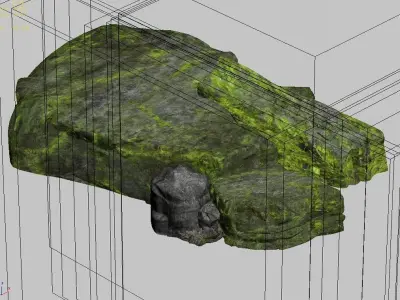 Covered with moss - stone 01 3D model