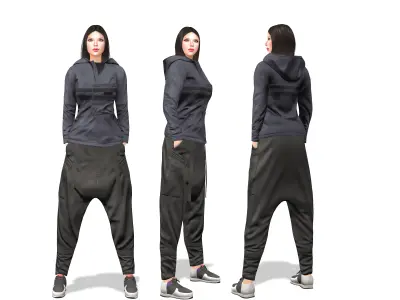 Hip Hop Shalwar Jacket Shoes Street Outfit Low-poly 3D model