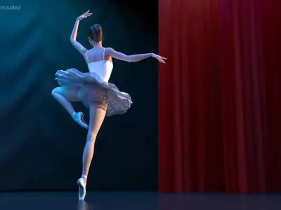  Ballet Dancer in Tutu Outfit Rigged for Cinema 4D 